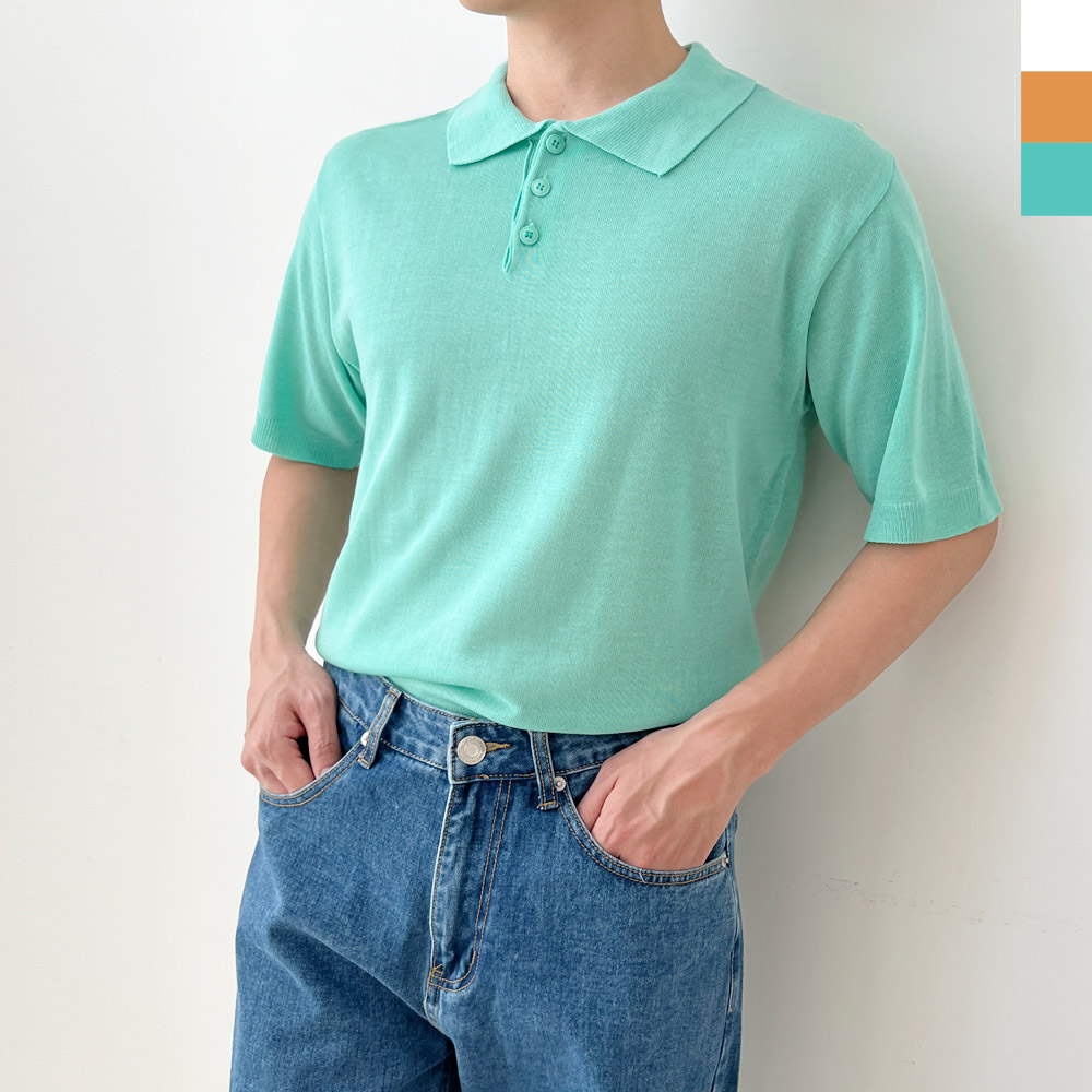 UND 5005 남자카라단추반팔니트티