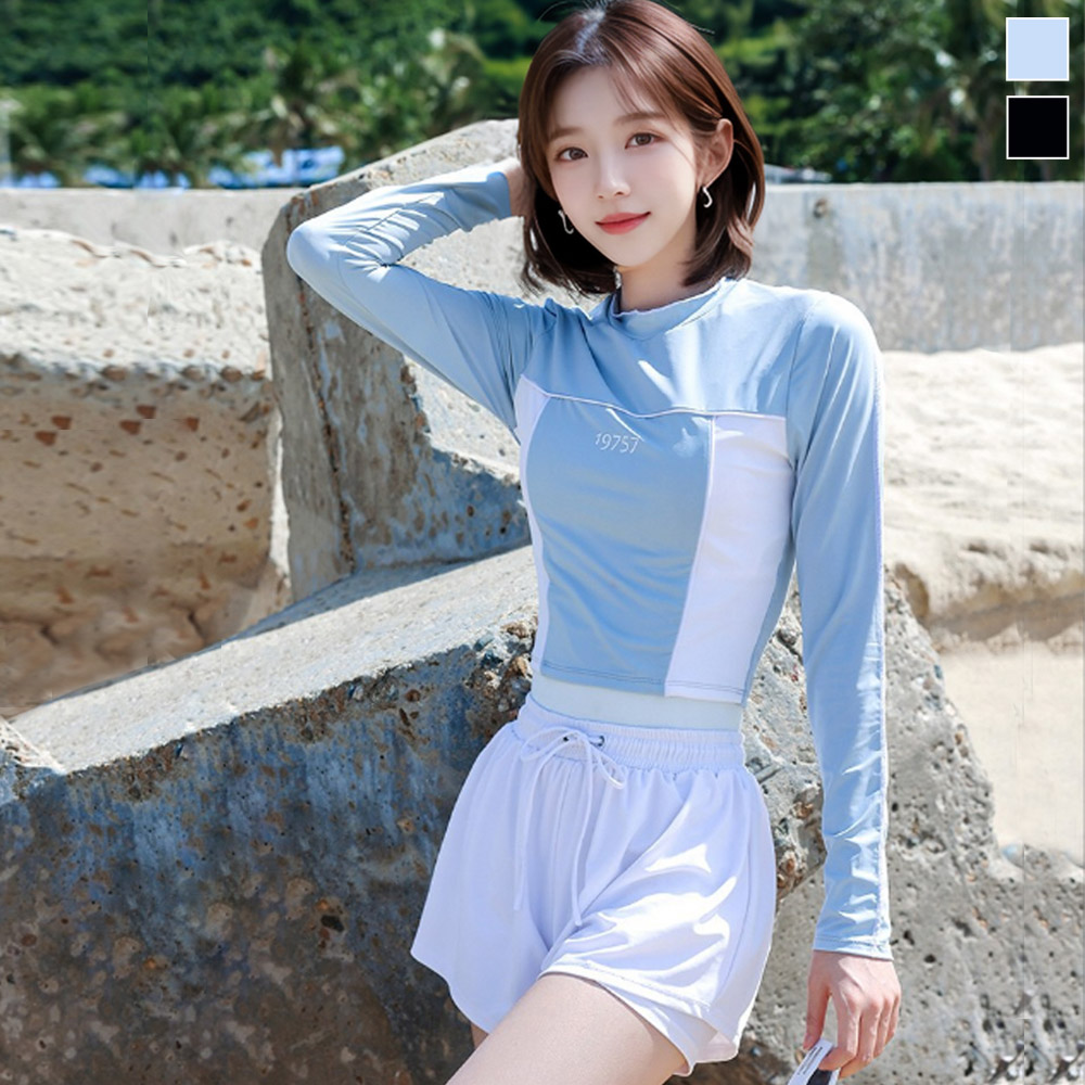 KQQ 6236 군살커버밴딩수영복세트-캡내장 속바지2in1
