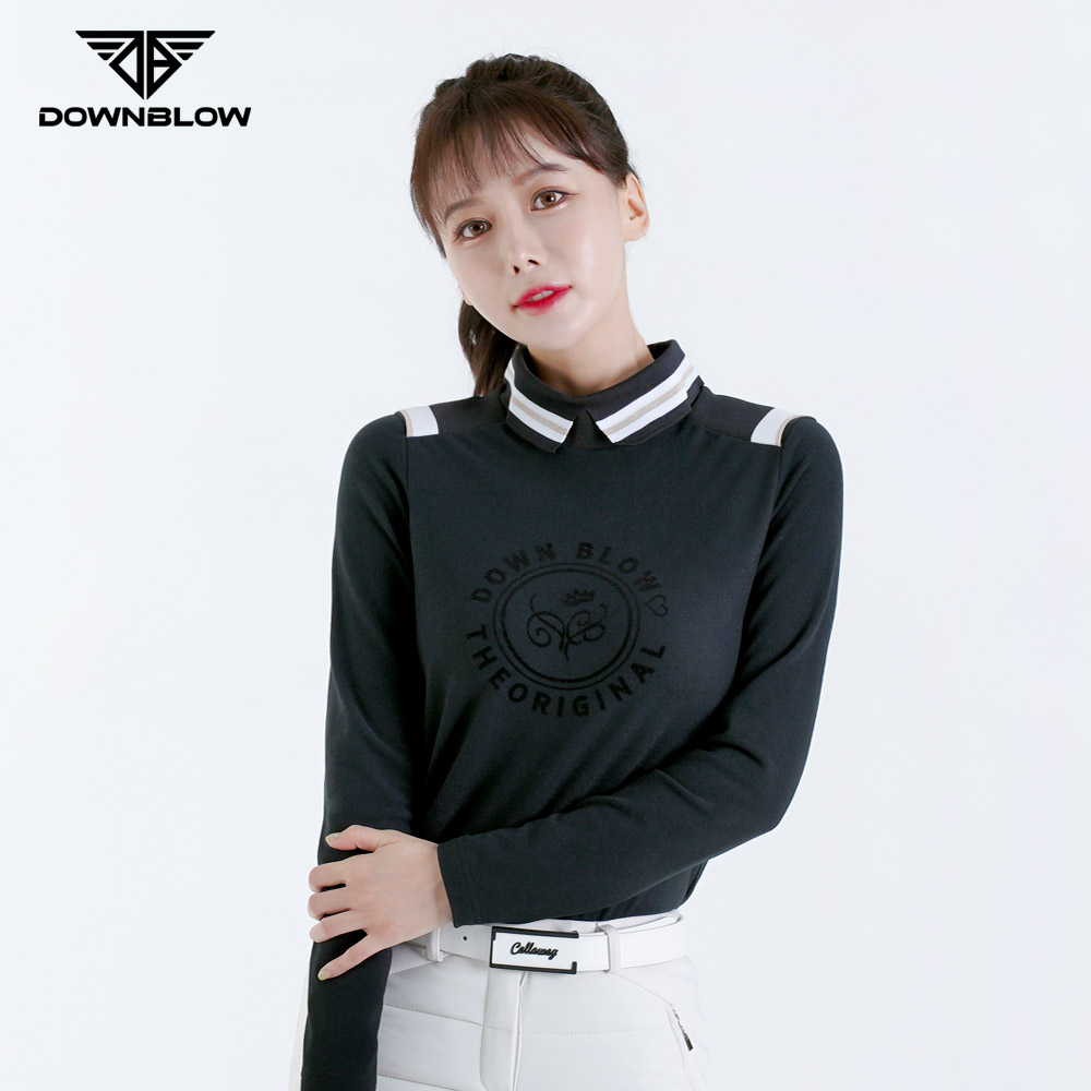다운블로우-DBFWTBK 2400W FW여자골프웨어기모배색스탠카라티셔츠